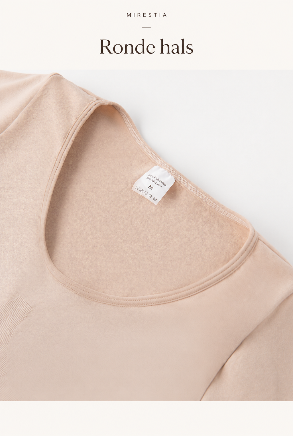 Mirestia bodysuit — ronde hals in detail